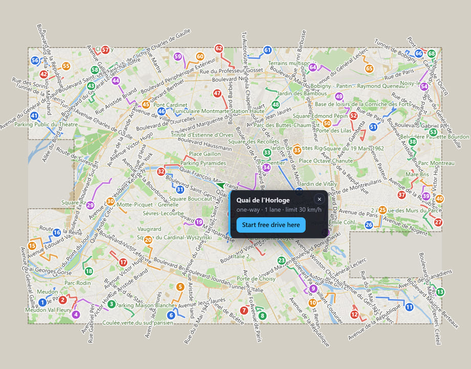 Roadarium’s Paris street map